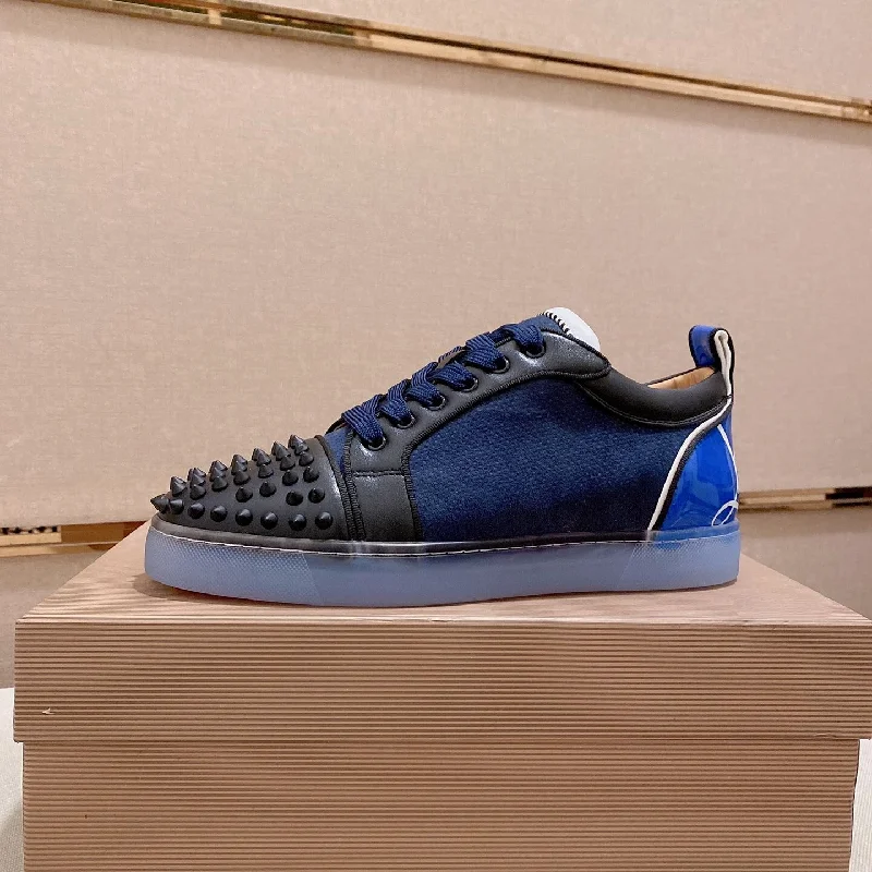 Blue Genuine Leather Rivets Sneakers