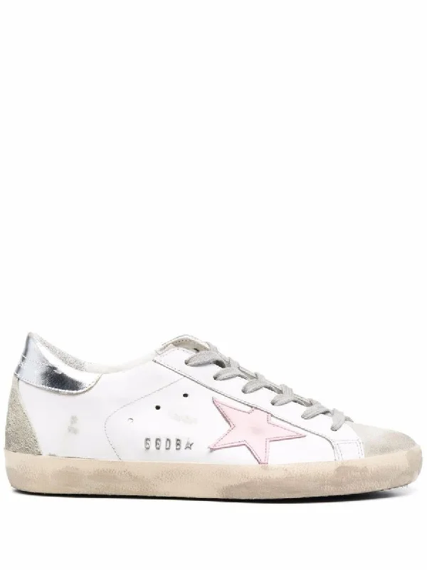 Golden Goose Super-Star Leather Upper And Star Suede Toe And Spur Laminated Heel Metal Lettering Shoes