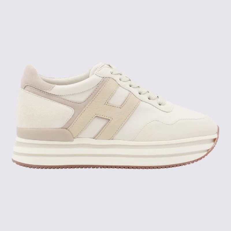 Hogan Beige Leather H222 Midi Sneakers