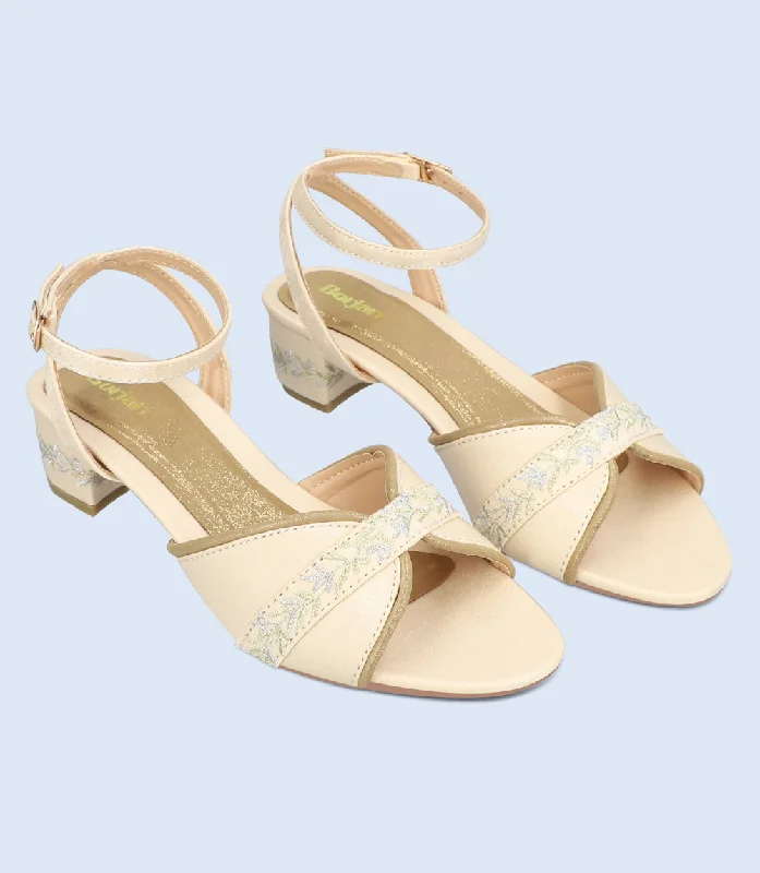 BW9688-BEIGE/GOLD-Women Sandal Heel