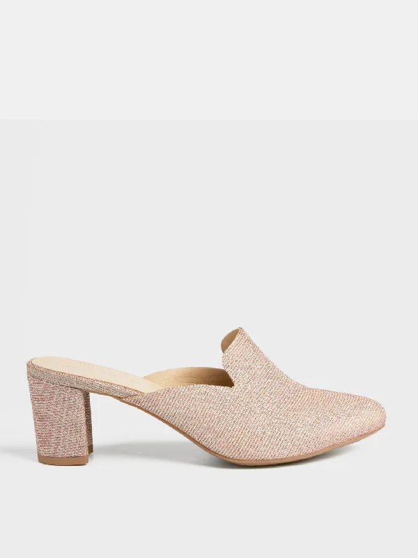 Gold Block Heel Mules