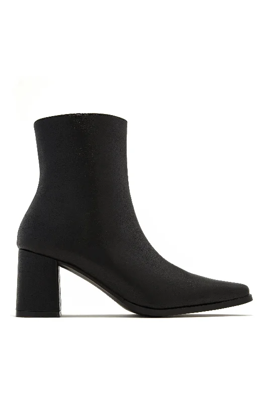 Lorette Block Heel Ankle Boots - Black