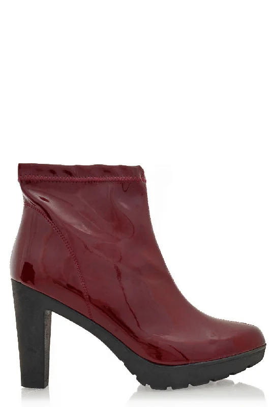 ARIADNA Bordeaux Patent Leather Ankle Boots