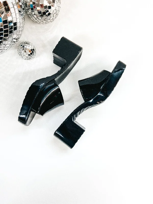 Going Uptown Slide On Jelly Block Heels in Black