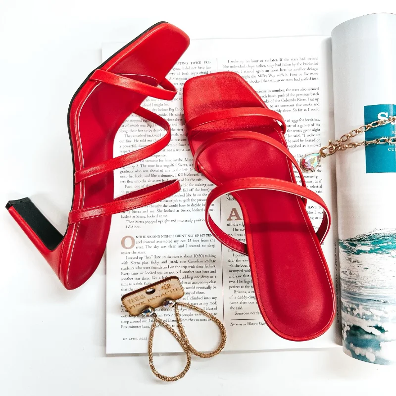 Upper West Side Strappy Heeled Sandals in Red