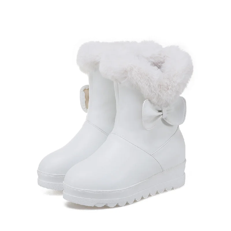 Sweet Academic Style Winter Bow Snow Boots Princess Short Boots