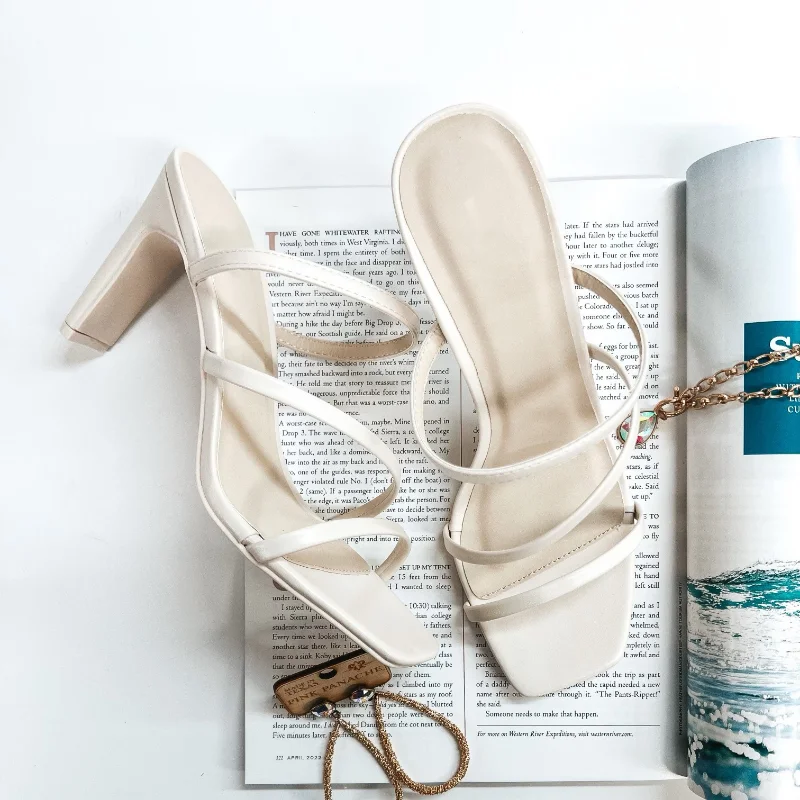 Upper West Side Strappy Heeled Sandals in Ivory