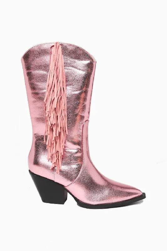 Andi Fringe Boot - Light Pink