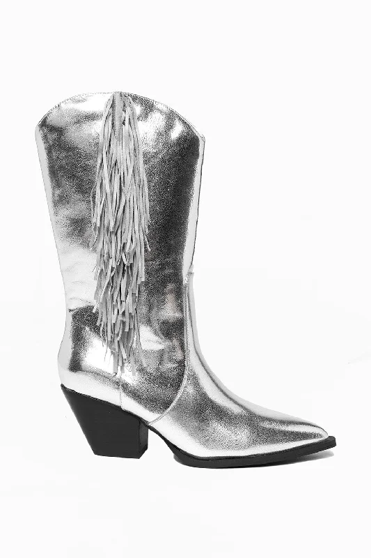 Andi Fringe Boot - Silver