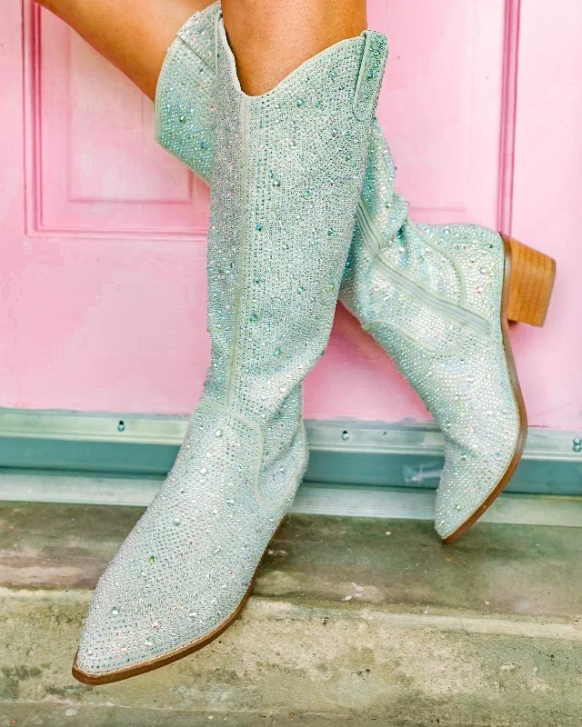 Kady Tall Silver Rhinestone Boots