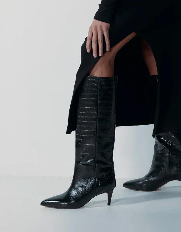 Sloane Boot - Black Croc