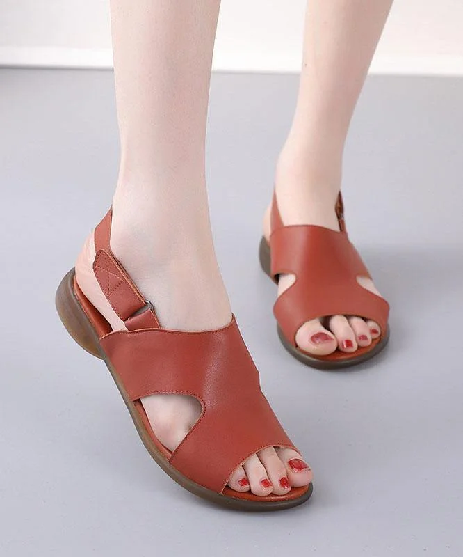 Orange Walking Sandals Genuine Leather Casual  Water Sandals