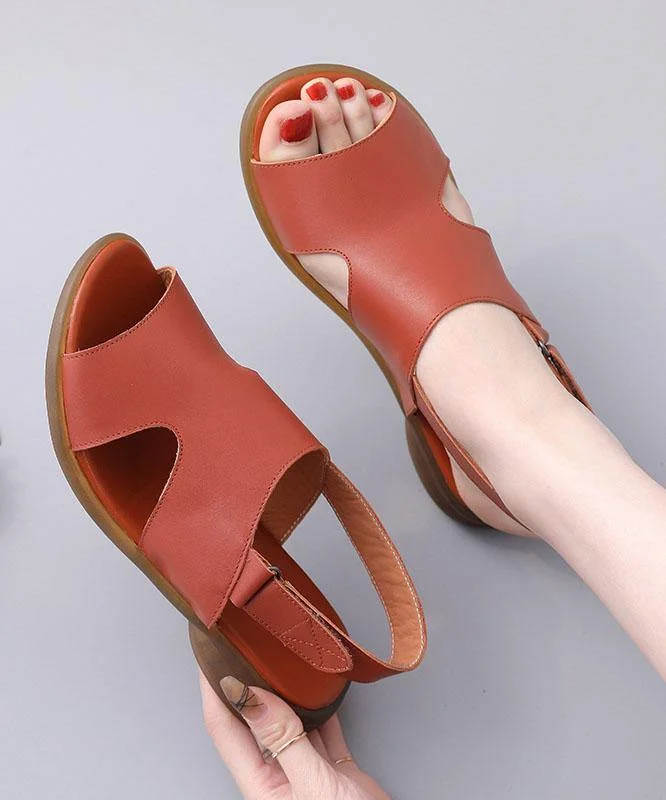 Orange Walking Sandals Genuine Leather Casual  Water Sandals