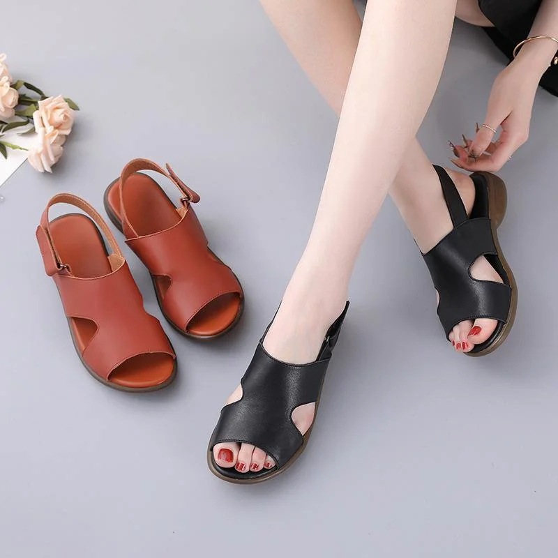 Orange Walking Sandals Genuine Leather Casual  Water Sandals