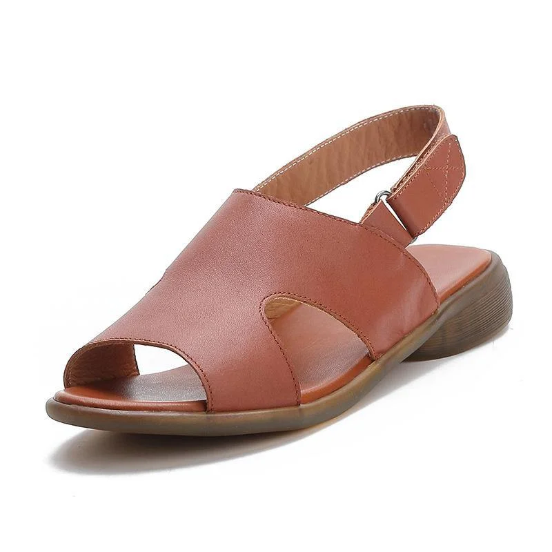 Orange Walking Sandals Genuine Leather Casual  Water Sandals