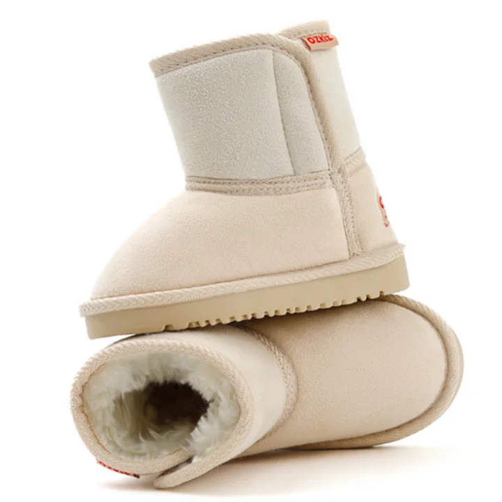 OZKIZ Medium Velcro Fur Boots - Light Beige