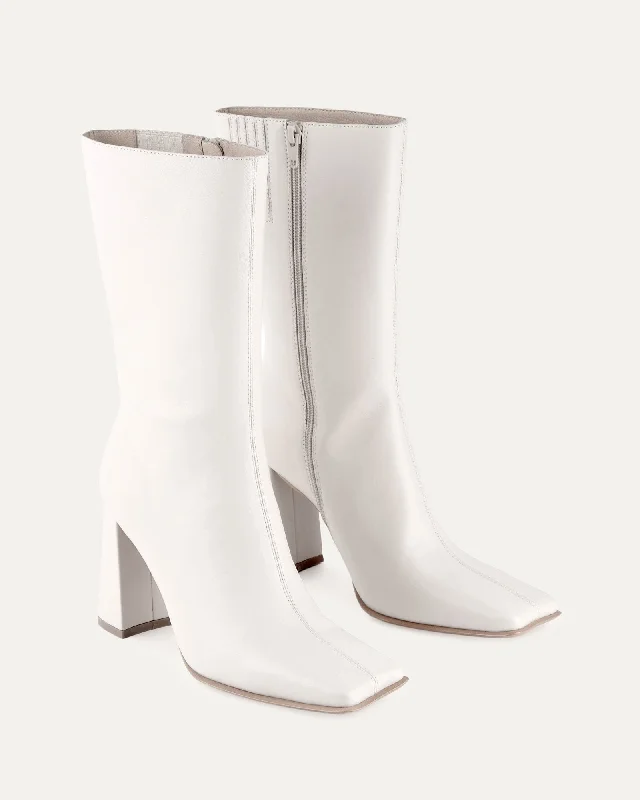 RUSH CALF BOOTS OFF WHITE LEATHER