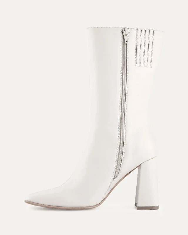 RUSH CALF BOOTS OFF WHITE LEATHER