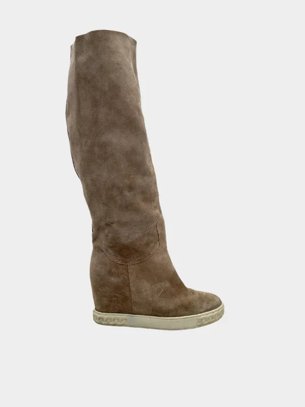 Suede Wedge Heel Boots