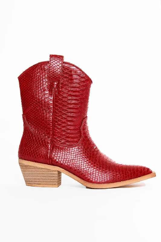 Zou Zou Booties- Dark Red Snake