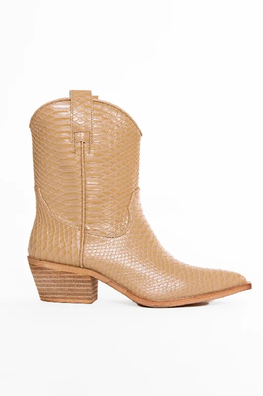 Zou Zou Booties- Taupe Snake