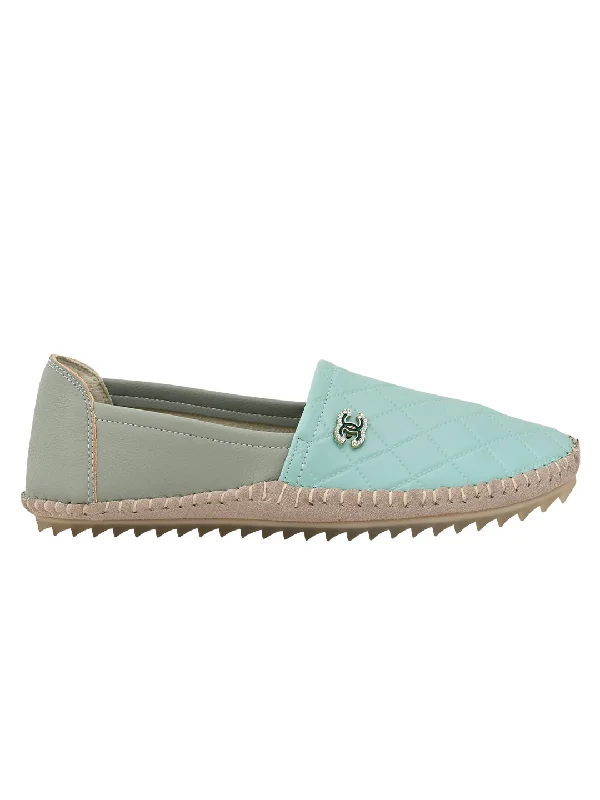 Women Aqua Checked Loafers