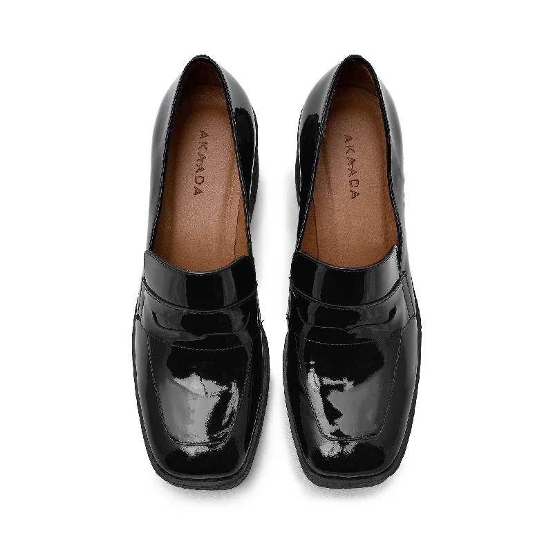 Yoko Black Patent Leather Chunky Loafers