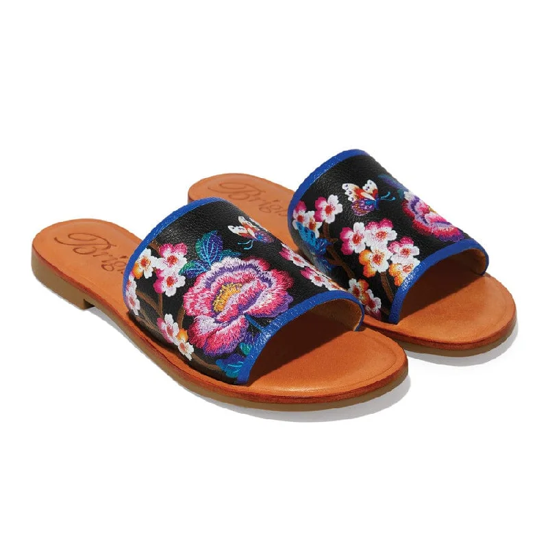 Akira Embroidered Slide Sandals