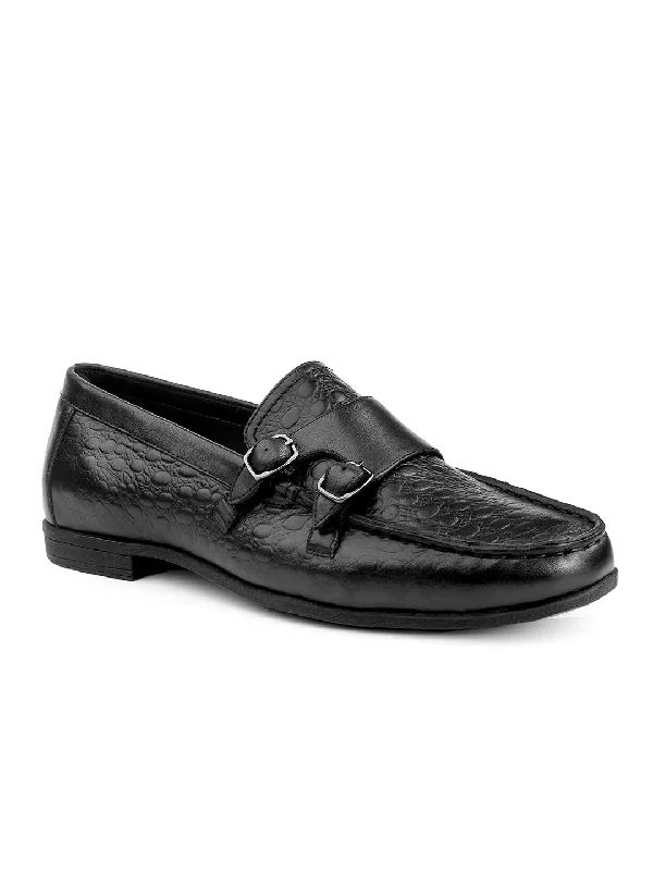 Men Black Animal Print Loafers