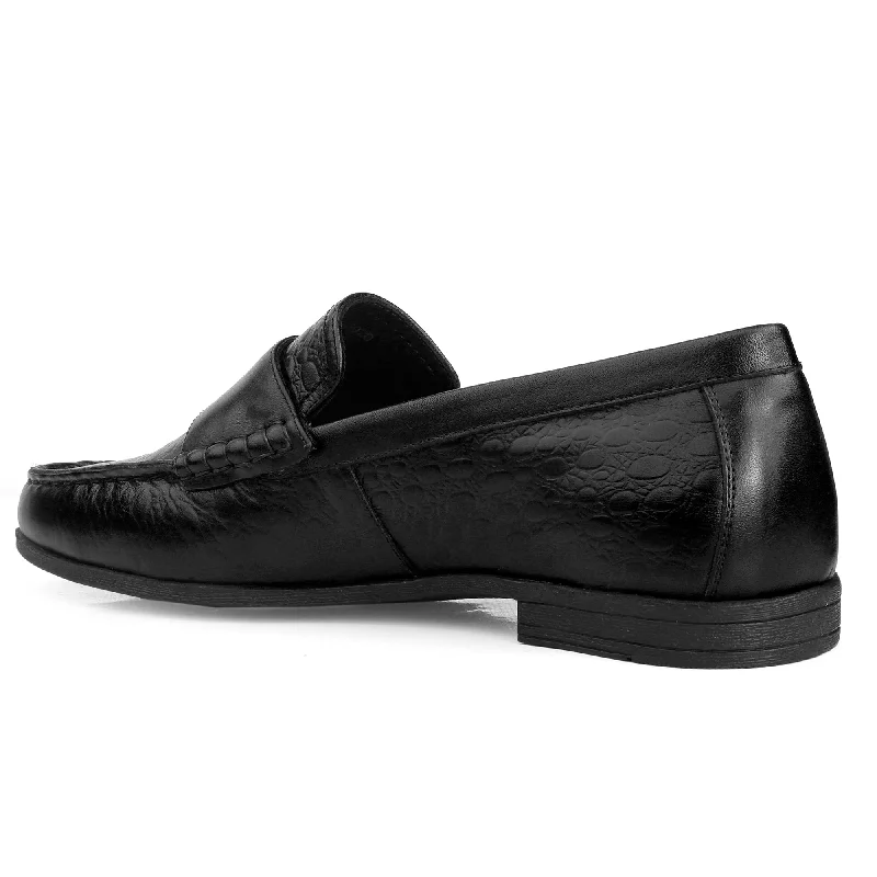 Men Black Animal Print Loafers