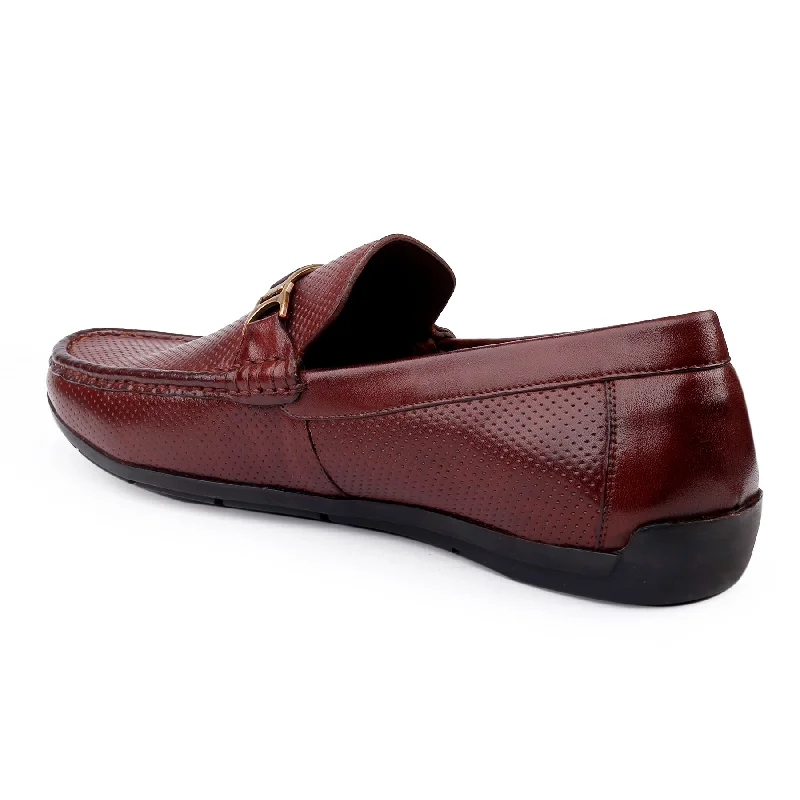 Men Brown Perforated Loafers