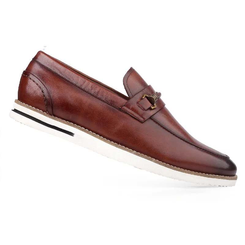 Men Tan Solid Loafers