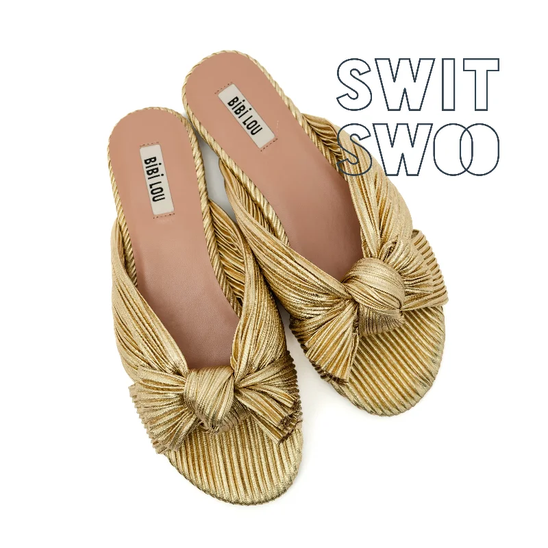 Bibi Lou Minnie Flat Sandal in Gold