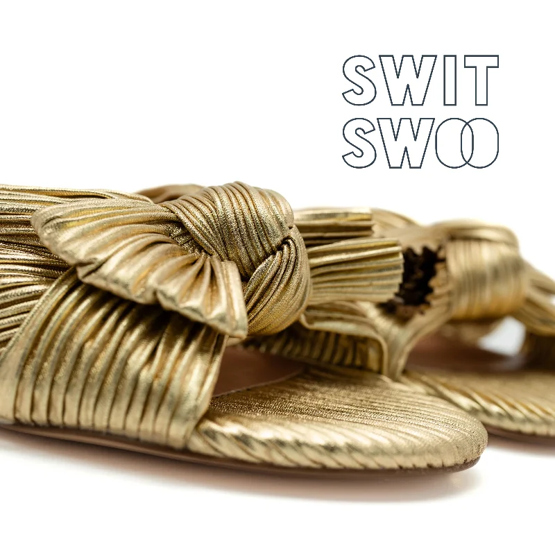 Bibi Lou Minnie Flat Sandal in Gold