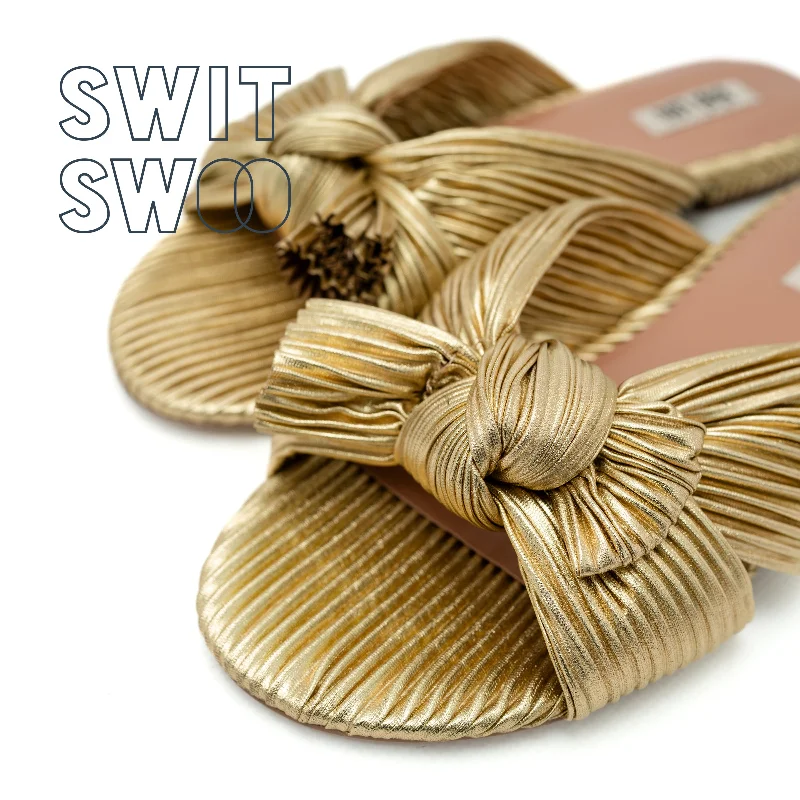 Bibi Lou Minnie Flat Sandal in Gold