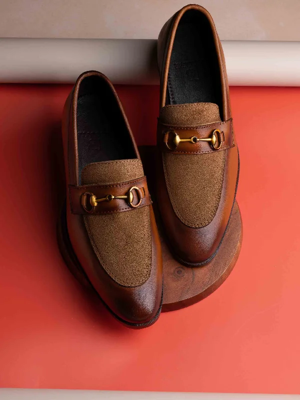 Men Tan Solid Loafers