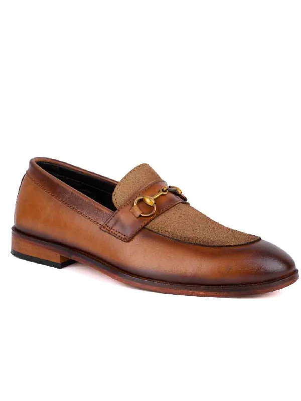 Men Tan Solid Loafers