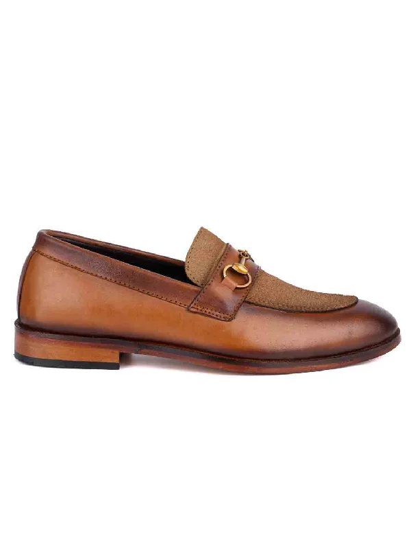 Men Tan Solid Loafers