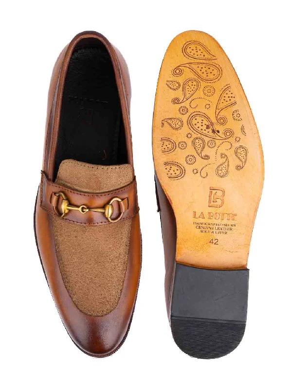 Men Tan Solid Loafers