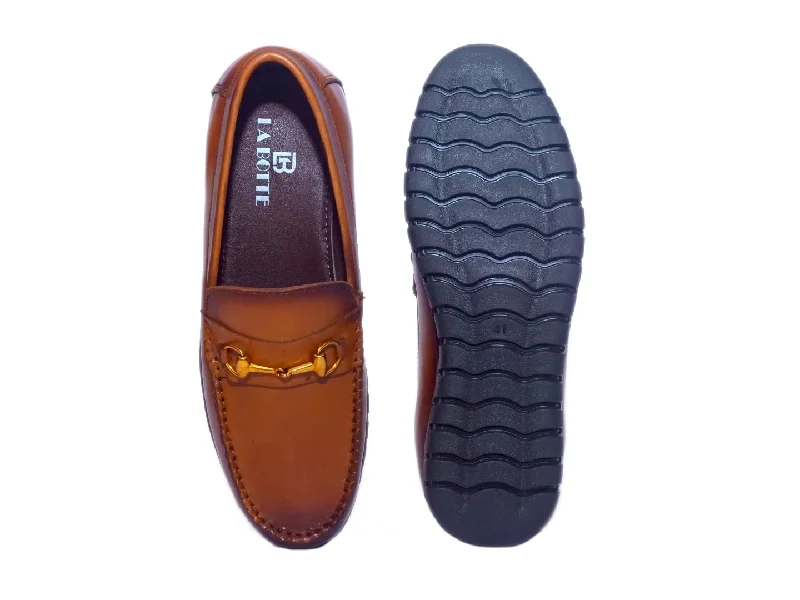 Men Tan Solid Loafers