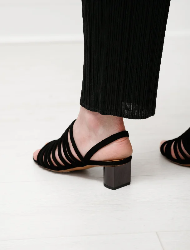 Leone Strappy Suede Sandals Black