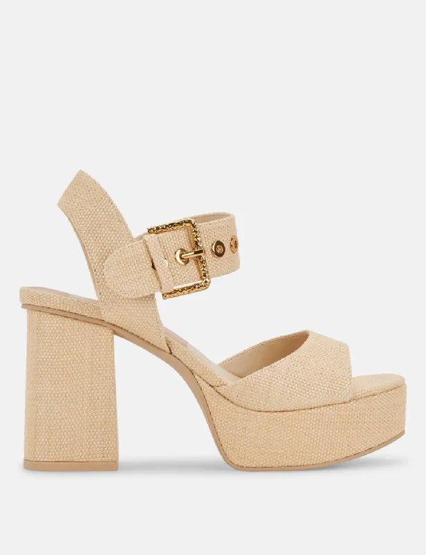 Bobby Platform Heel, Natural Raffia