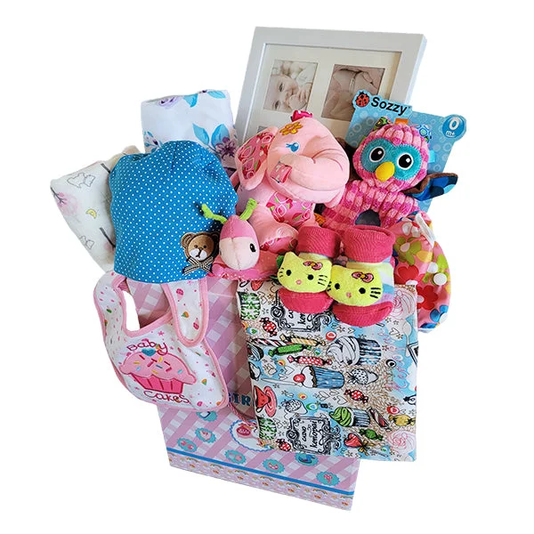 Gifts Are Blue Baby Girl Bundle Gift Set with Essentials, Toys & Accessories for 1st Year, 12 Items