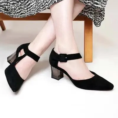 Happie Black Suede Heels