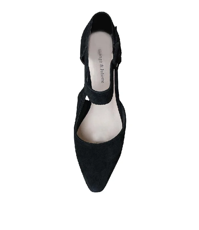 Happie Black Suede Heels