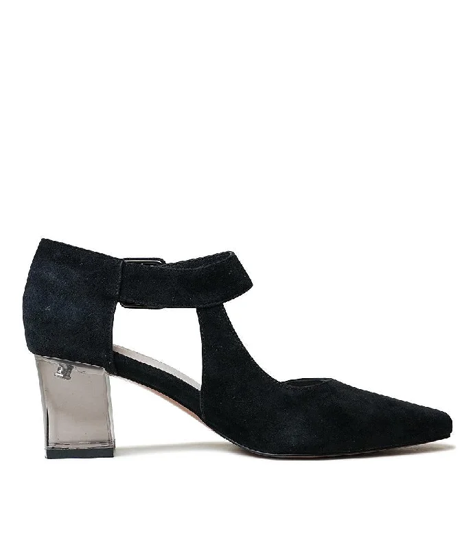 Happie Black Suede Heels