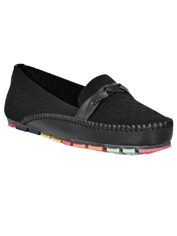 Women Black Woven Loafers