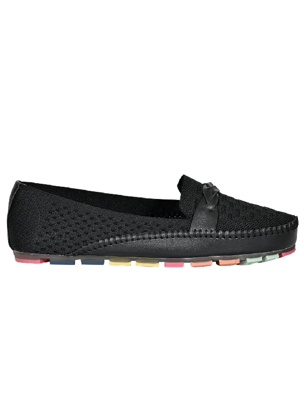 Women Black Woven Loafers