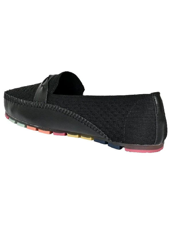 Women Black Woven Loafers