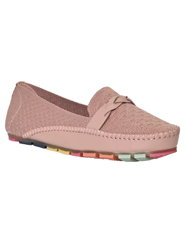 Women Nude Woven Loafers